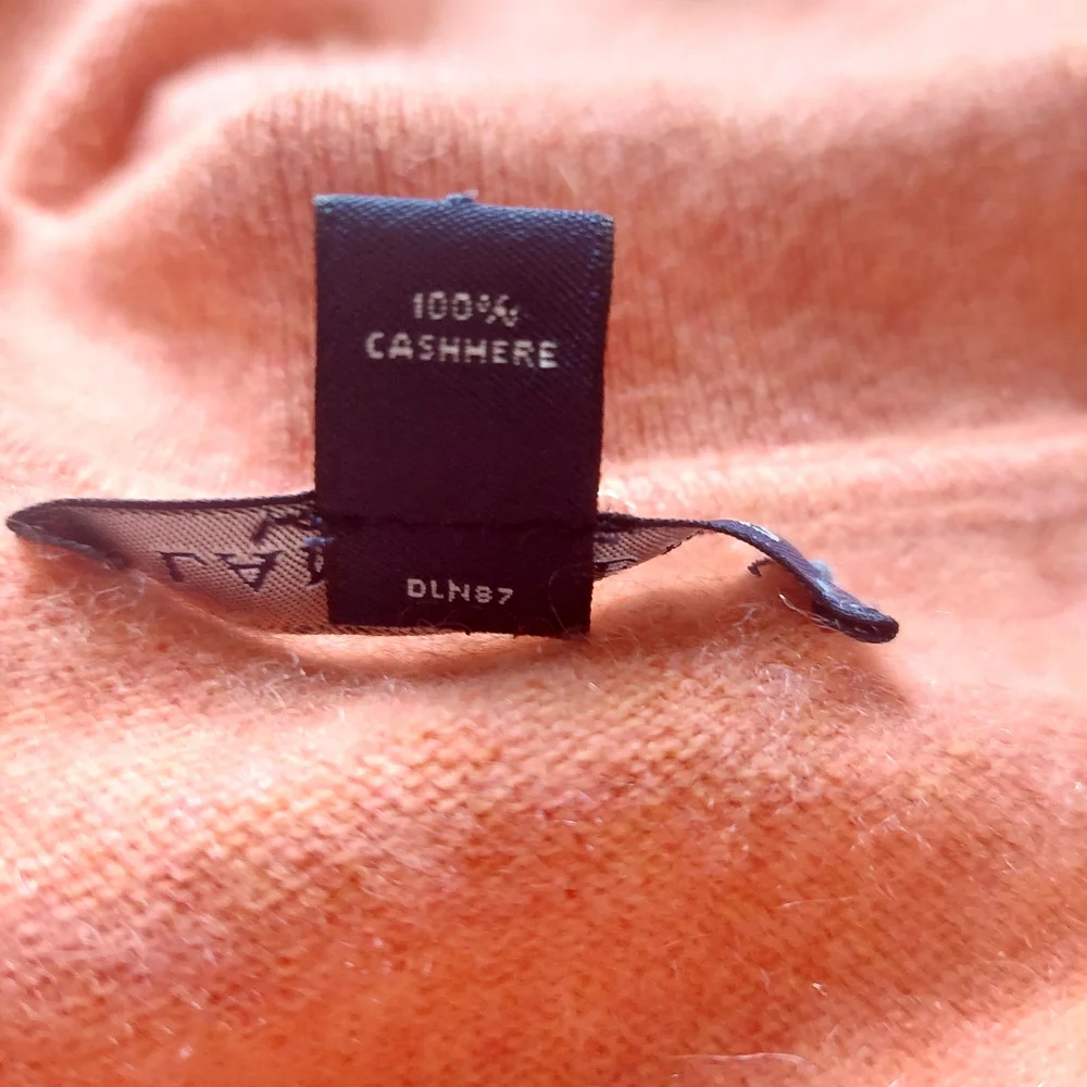 Lands' End peachy orange cashmere collar sweater size Medium - Picture 7 of 7